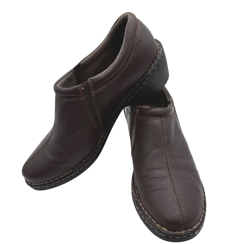 Eastland Amore Womens Brown Leather Slip On Wedge Clogs Shoes 11M freshly oiled